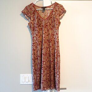 Vintage Y2K Faith Passion 90s Babydoll V neck Midi Paisley Boho Dress Size M